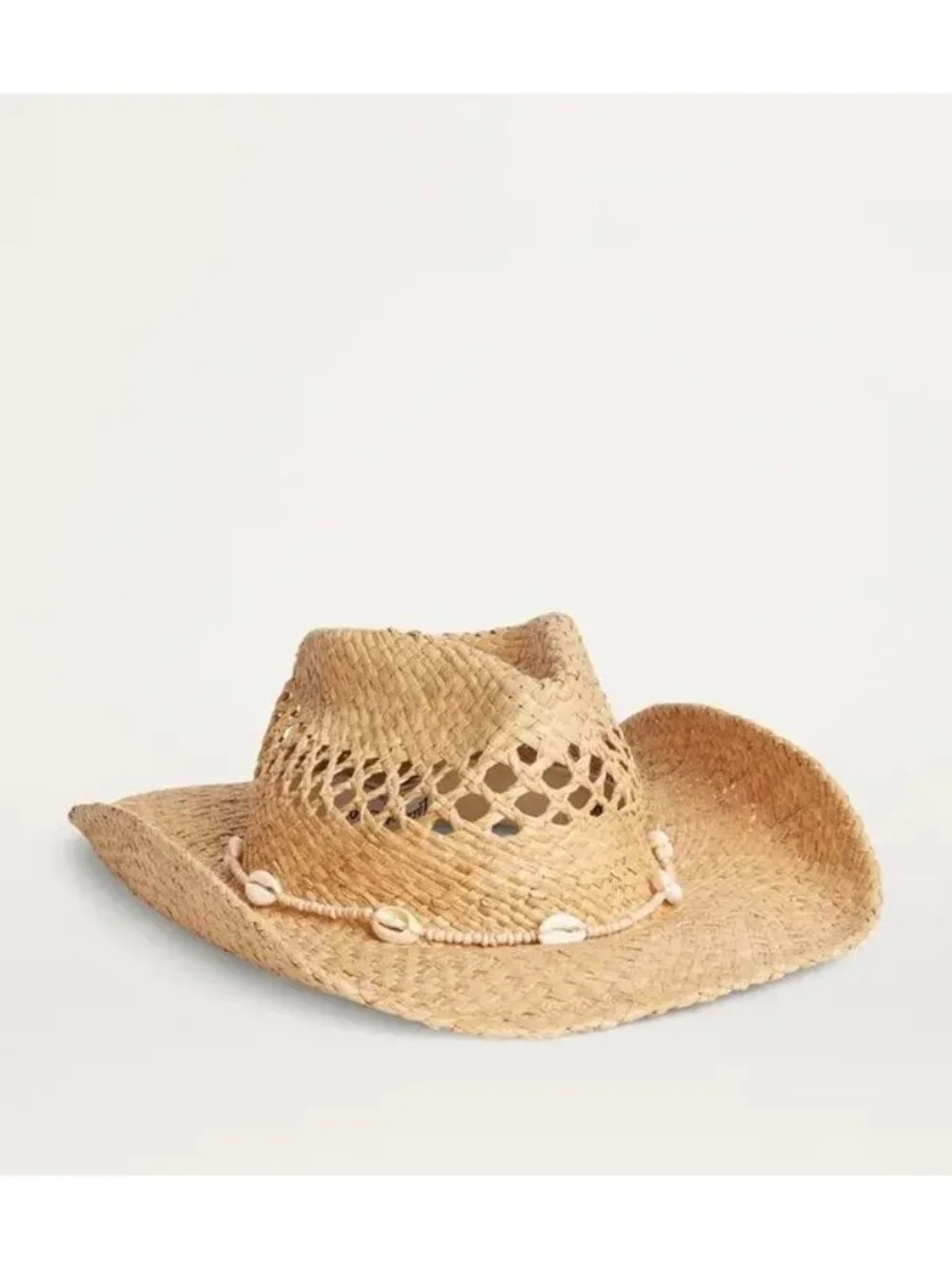 LACK OF COLOR Raffia Seashells Cowboy Hat size S